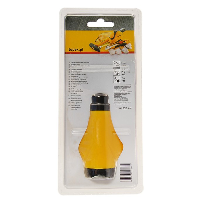 Отвертка с битами Topex, набор 8 шт., светодиод, реверс, кассета,