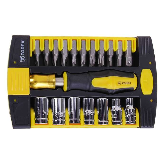 Насадки с держателем Topex, набор 30 шт., CrV, эргономичная рукоятка из пластмассы