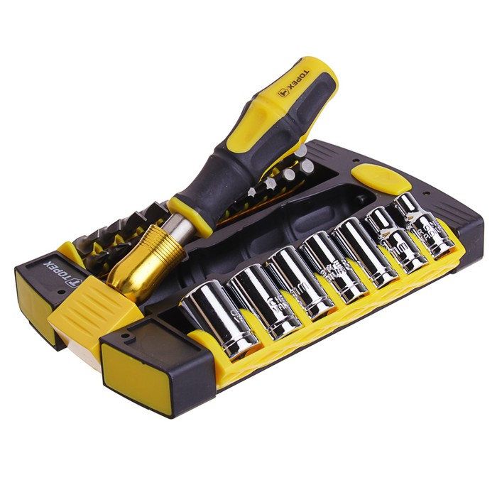 Насадки с держателем Topex, набор 30 шт., CrV, эргономичная рукоятка из пластмассы