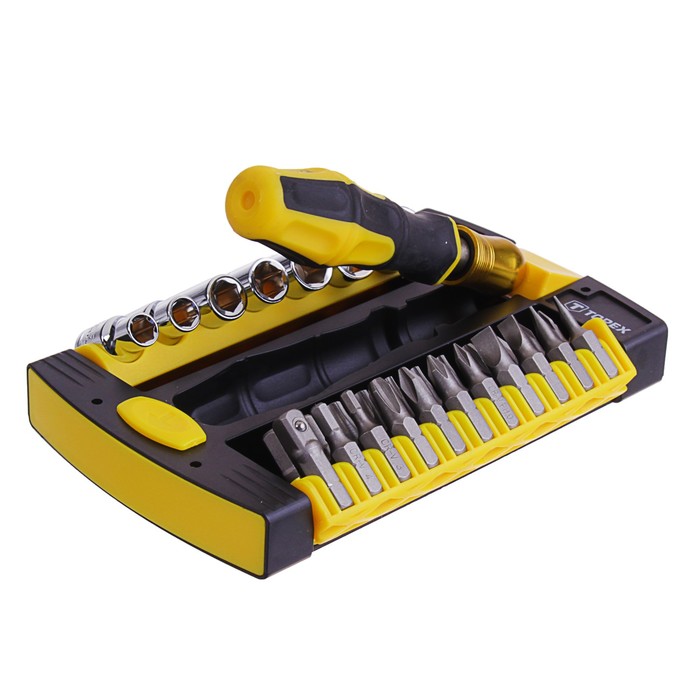 Насадки с держателем Topex, набор 30 шт., CrV, эргономичная рукоятка из пластмассы