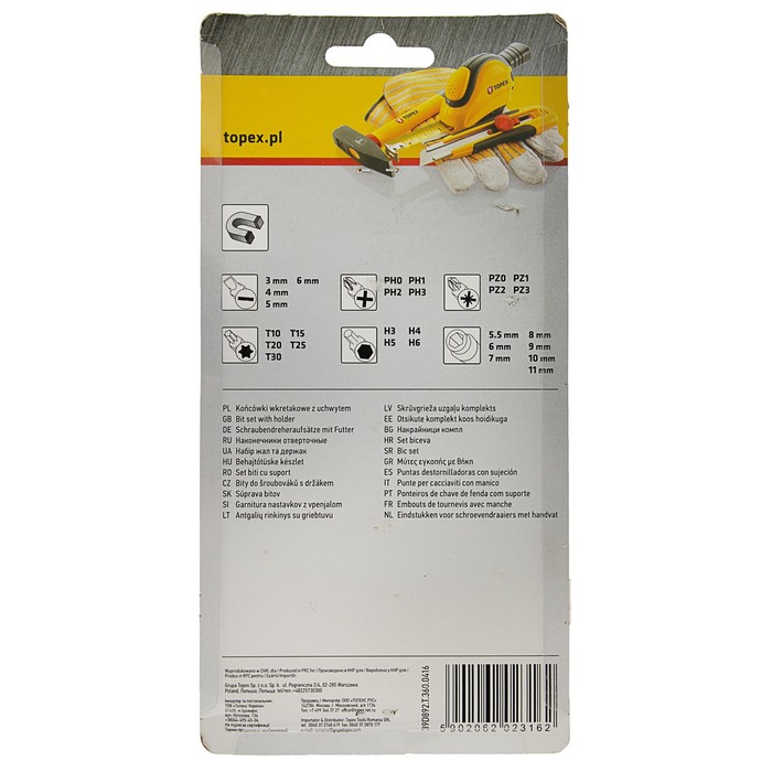 Насадки с держателем Topex, набор 30 шт., CrV, эргономичная рукоятка из пластмассы
