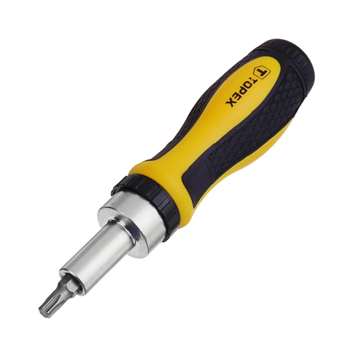 Отвертка с битами Topex, 38 шт., реверс, с торцевыми головками, в удобном пластиковом кейсе