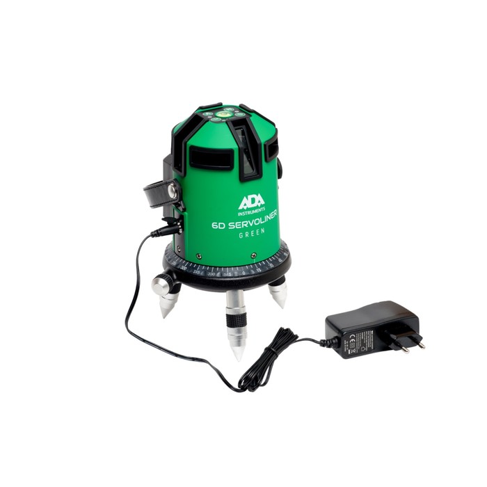 Нивелир лазерный ADA 6D Servoliner GREEN А00500, 4 луча, 50/10 м, ± 0.1 мм/м, кейс