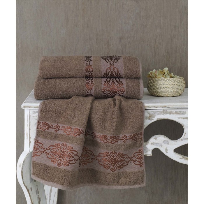 Полотенце Rebeka, размер 90х150 см, цвет коричневый, махра 350 г/м2 2659