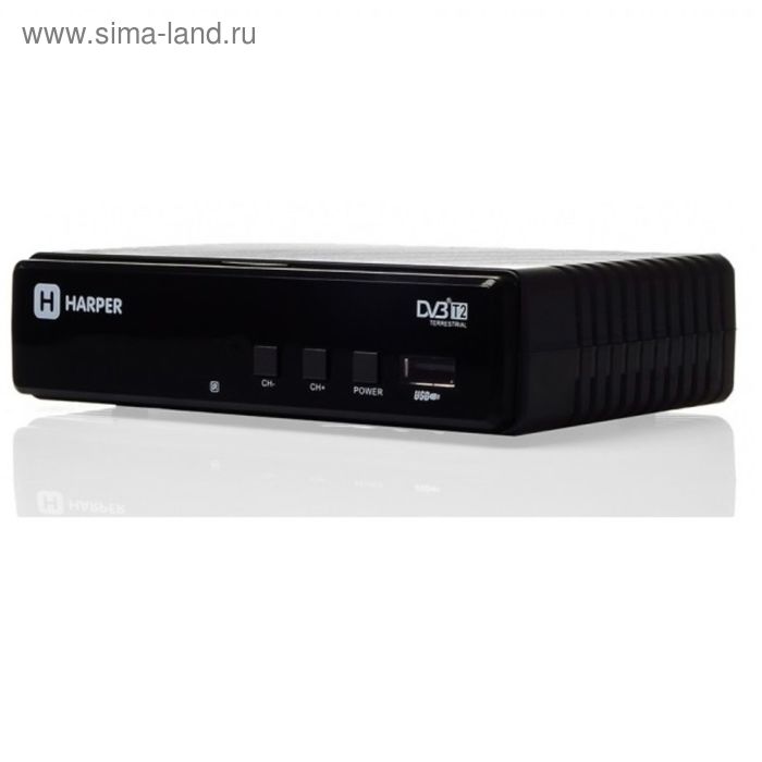 Приставка для цифрового ТВ Harper HDT2-1513, FullHD, DVB-T2, HDMI, RCA, USB, черная