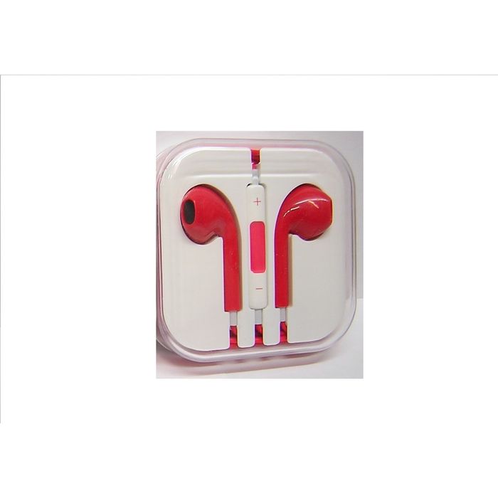 Гарнитура, 3.5, плоский корпус, регулятор громкости, красная