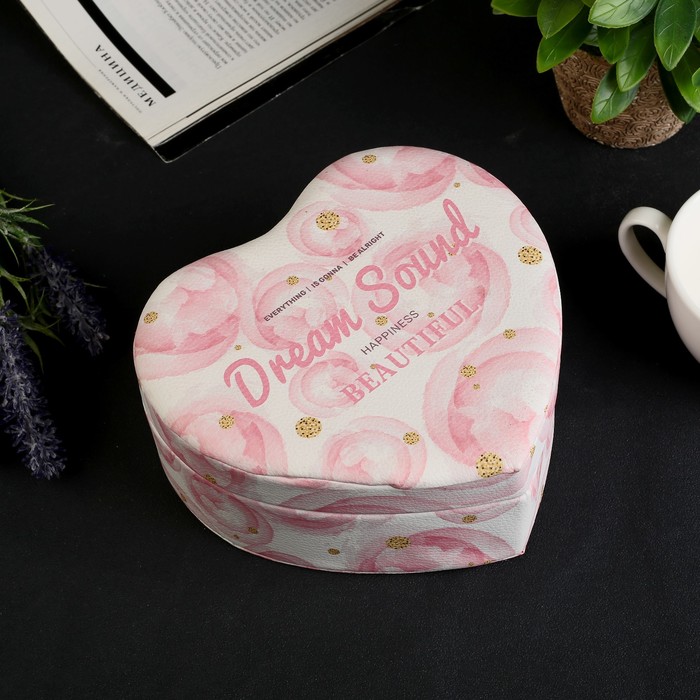 Шкатулка кожзам для украшений сердце"Розовые сны" 14х10,5х12 см