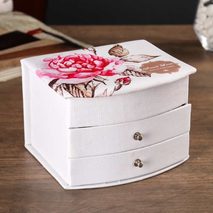 Шкатулка кожзам для украшений "Пионы" 21х17х9 см