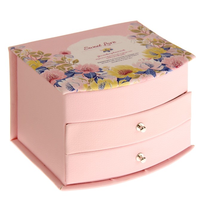 Шкатулка кожзам для украшений "Цветочный калейдоскоп" 14х12х10,5 см