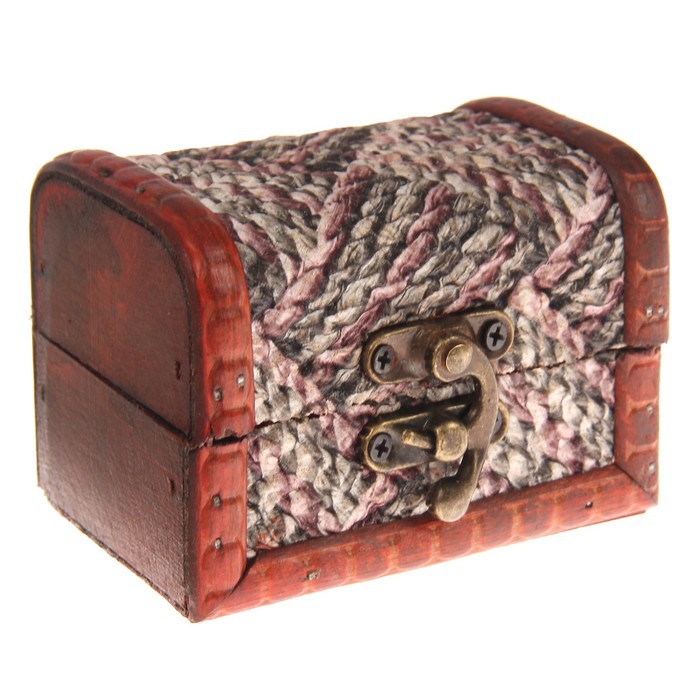 Шкатулка дерево сундучок "Цветное плетение" 6,3х8,8х6,5 см
