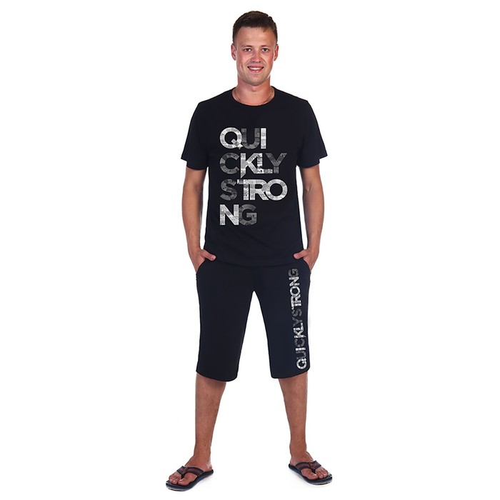 Комплект мужской (футболка, шорты) Джек цвет чёрный, р-р 52