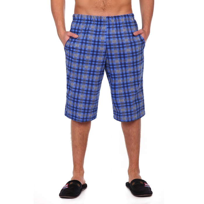 Шорты мужские 886а цвет синий, принт клетка, р-р 48