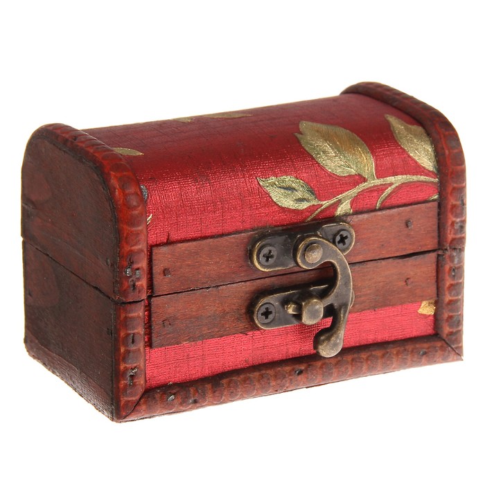 Шкатулка дерево сундучок "Цветы на красном" 7х9,5х5,7 см
