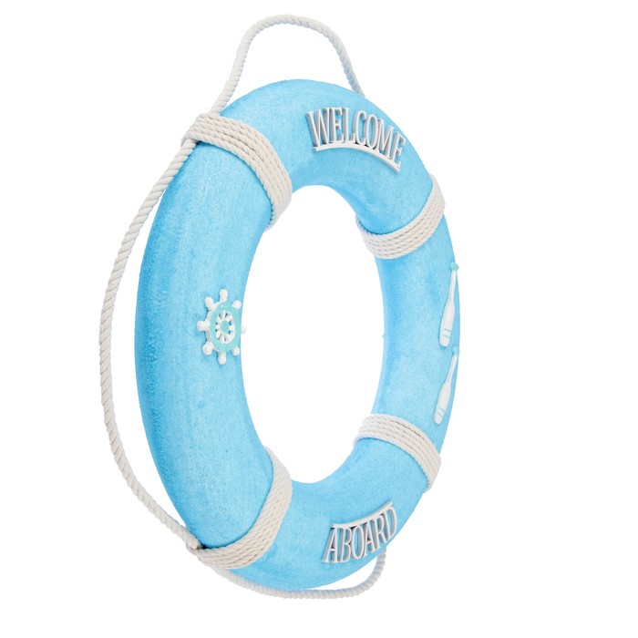 Спасательный круг с бечевкой "welcome abroad", 7*46*46 см, голубой