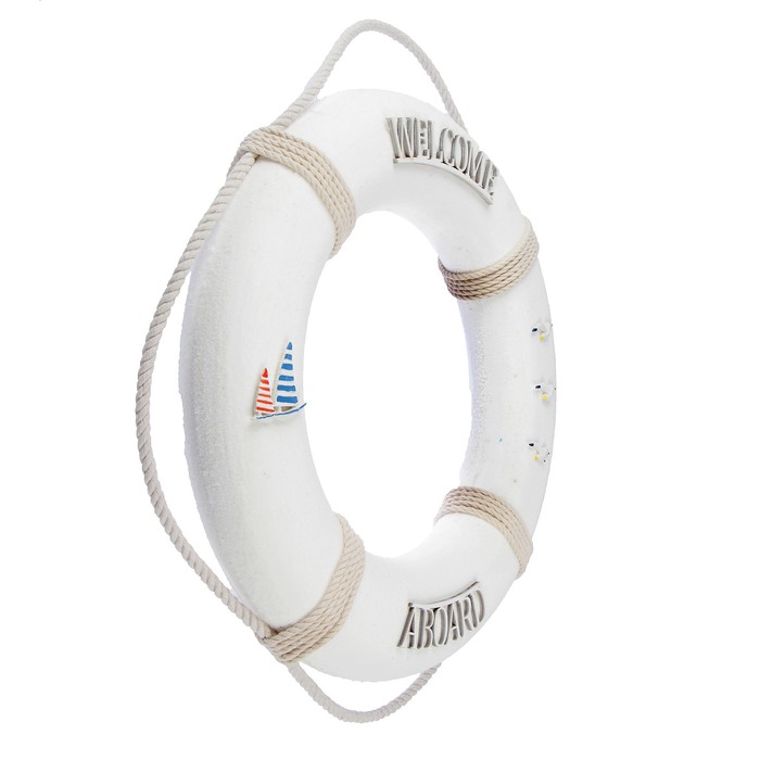 Спасательный круг с бечевкой "welcome abroad", 7*46*46 см, белый