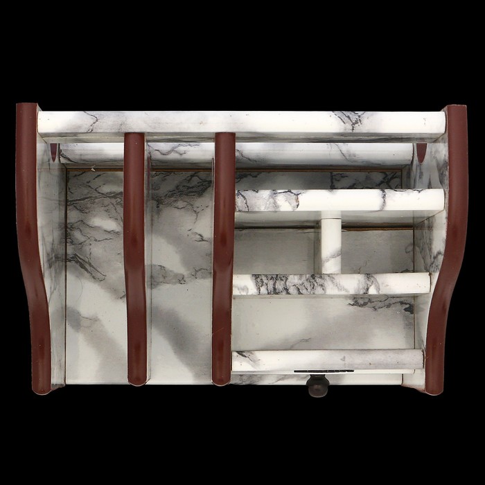 Органайзер, под серый мрамор, 6 секций (2 вертикальные слева)+1 маленький ящик 20*13 см