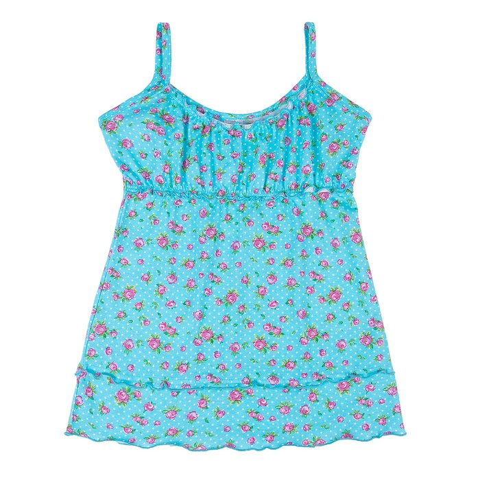 Пижама женская (майка, шорты) Блюбелл цвет бирюза, принт розы, р-р 52