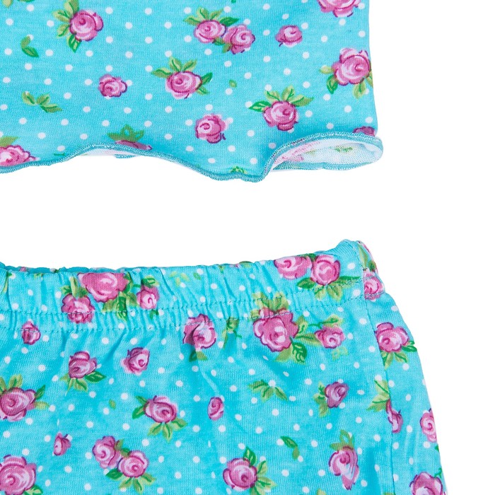 Пижама женская (майка, шорты) Блюбелл цвет бирюза, принт розы, р-р 52