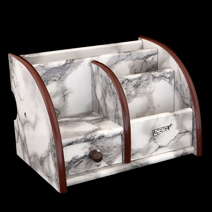 Органайзер, под серый мрамор, 5 секций+1 маленький ящик 20*13,5 см