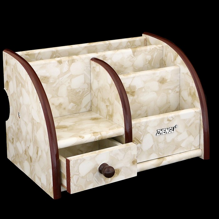 Органайзер, под желтый мрамор, 5 секций+1 маленький ящик 20*13,5 см