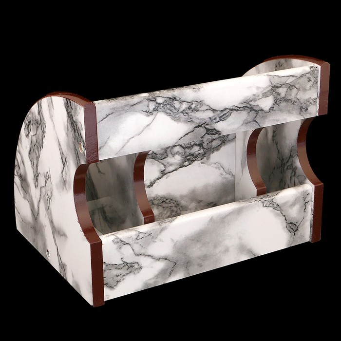 Органайзер, под серый мрамор, 3 секции+2 секции сбоку+маленький ящик 21*16 см