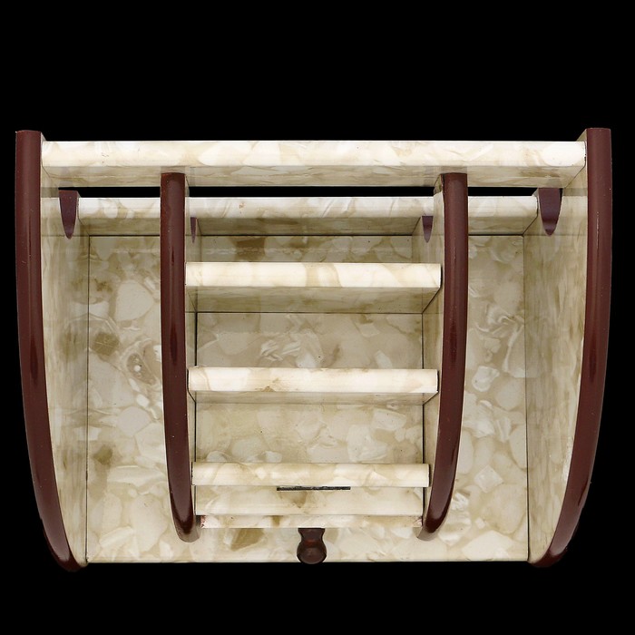 Органайзер, под желтый мрамор, 3 секции+2 секции сбоку+маленький ящик 21*16 см