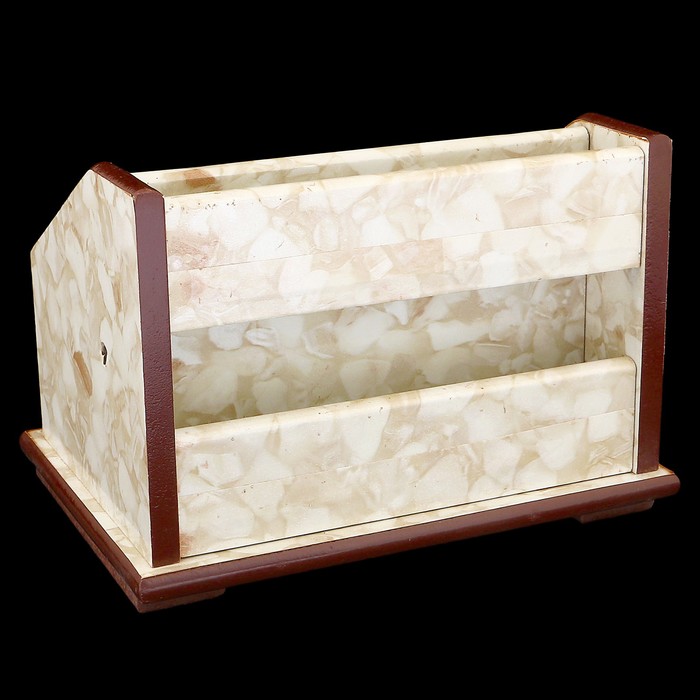 Органайзер, под желтый мрамор, вращающийся, 4 секции+2 маленьких ящика 18,5*14 см