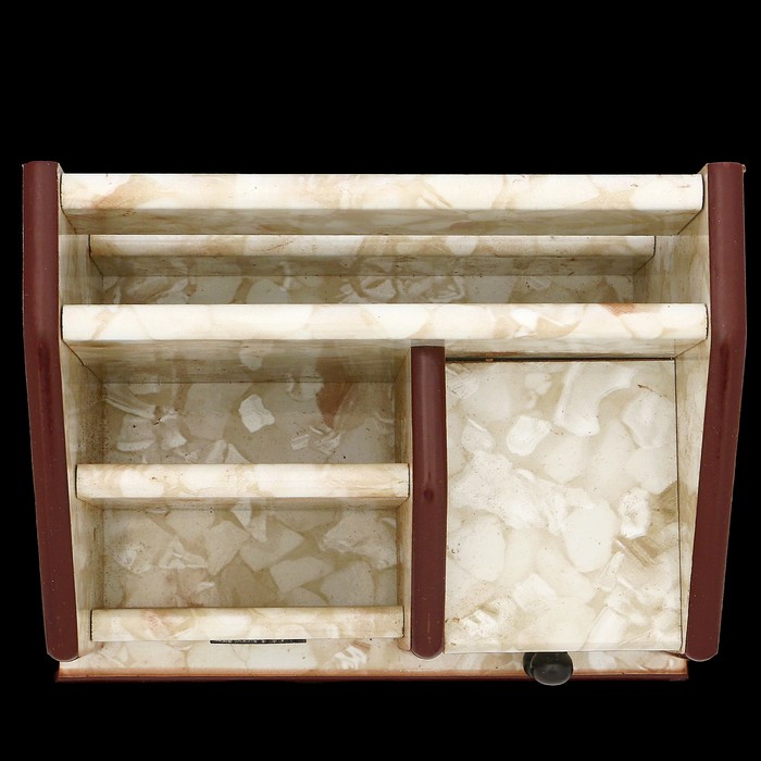 Органайзер, под желтый мрамор, вращающийся, 4 секции+2 маленьких ящика 18,5*14 см