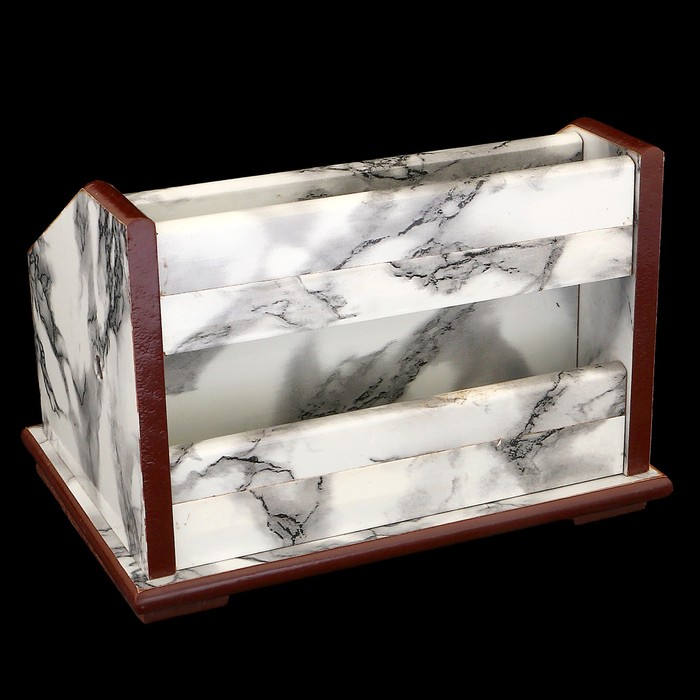 Органайзер, под серый мрамор, 4 секции+2 маленьких ящика 18,5*14 см