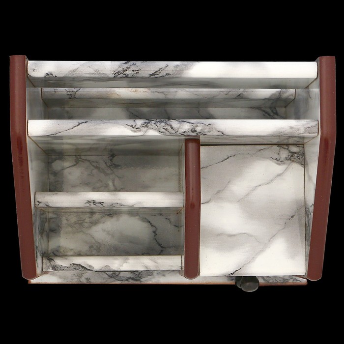 Органайзер, под серый мрамор, 4 секции+2 маленьких ящика 18,5*14 см