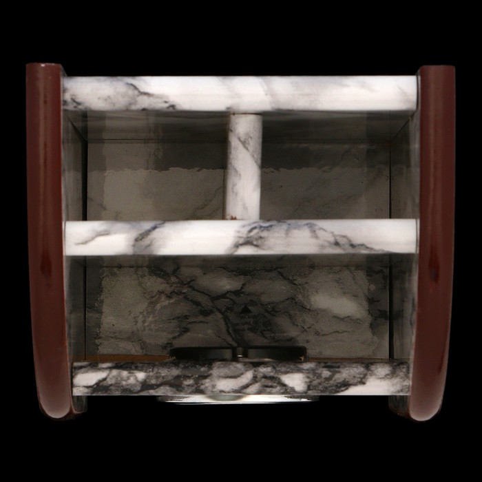 Органайзер, под серый мрамор, 3 секции+встроенные часы 11*9,5 см