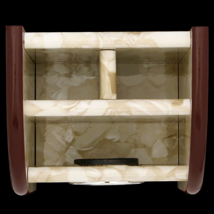 Органайзер, под желтый мрамор, 3 секции+встроенные часы 11*9,5 см