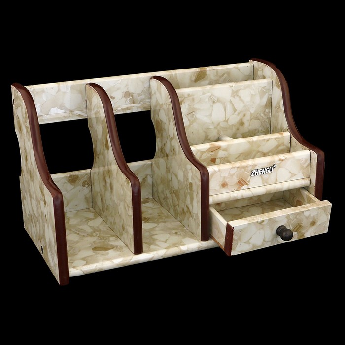 Органайзер, под желтый мрамор, 6 секций (2 вертикальные справа)+1 маленький ящик 11*9,5 см