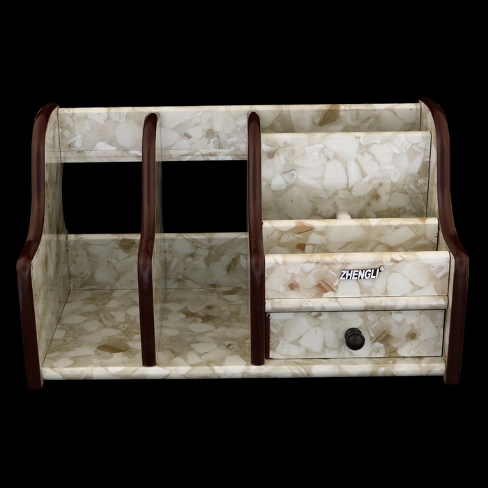 Органайзер, под желтый мрамор, 6 секций (2 вертикальные справа)+1 маленький ящик 11*9,5 см