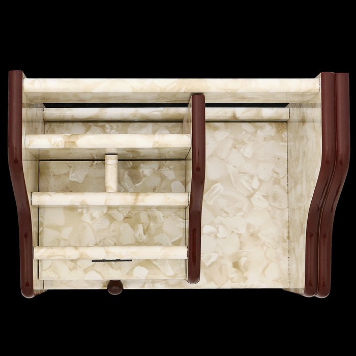 Органайзер, под желтый мрамор, 5 секций+1 маленький ящик+2 выдвижные полочки 21,5*14 см