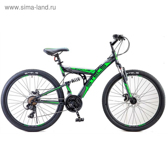 фото Велосипед 26" stels focus md, v010, цвет чёрный/зелёный, размер 18"