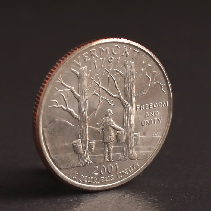 Монета "25 центов 2001 Вермонт США"