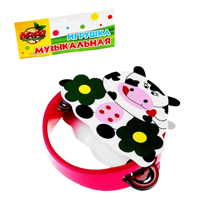 Игрушка музыкальная Бубен "Коровка"
