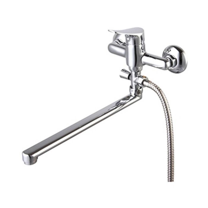 Смеситель для ванны Zenta "Флинк" Z1202, с душевым комплектом, излив 300 мм, хром