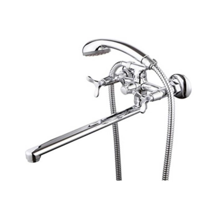 Смеситель для ванны Zenta "Пиено" Z1302, с душевым комплектом, излив 300 мм, хром