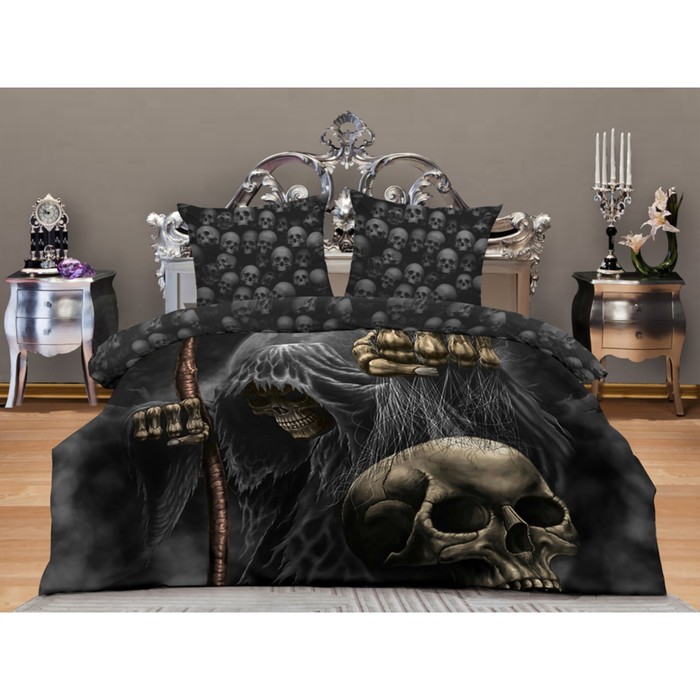 КПБ 2 сп "Череп" размер 175х210 см, 175х210 см, 70х70 см-2шт. A014