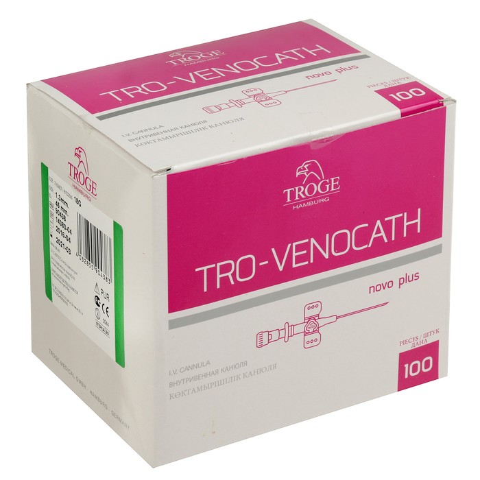 Интравенозные канюли Tro-Venocath Novo Plus с доп. портом, полиуретан G18,