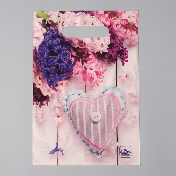 Пакет "Гиацинты", полиэтиленовый с вырубной ручкой, 30х20 см, 30 мкм