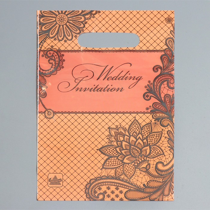 Пакет "Графитные кружева", полиэтиленовый с вырубной ручкой, 30х20 см, 30 мкм