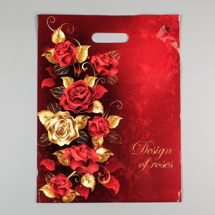 Пакет "Голден роуз", полиэтиленовый с вырубной ручкой, 40 х 31 см, 60 мкм