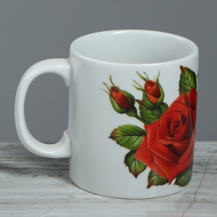 Кружка 350 мл "Офисная", цветы, деколь, микс