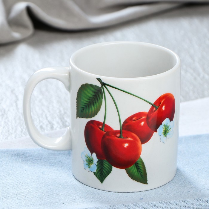 Кружка 350 мл "Офисная", вишня, деколь