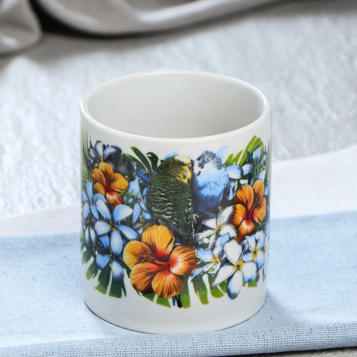 Кружка 350 мл "Адель", попугаи, деколь