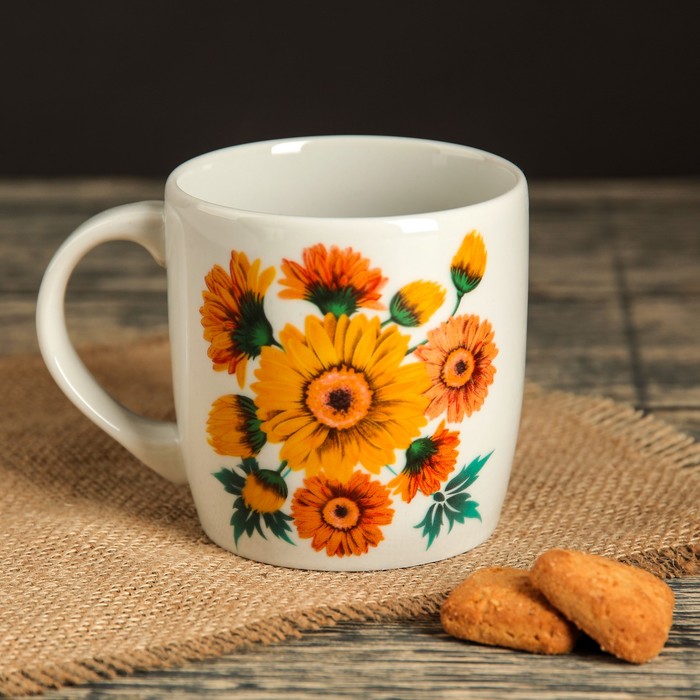 Кружка 350 мл "Формат", цветы, деколь, микс