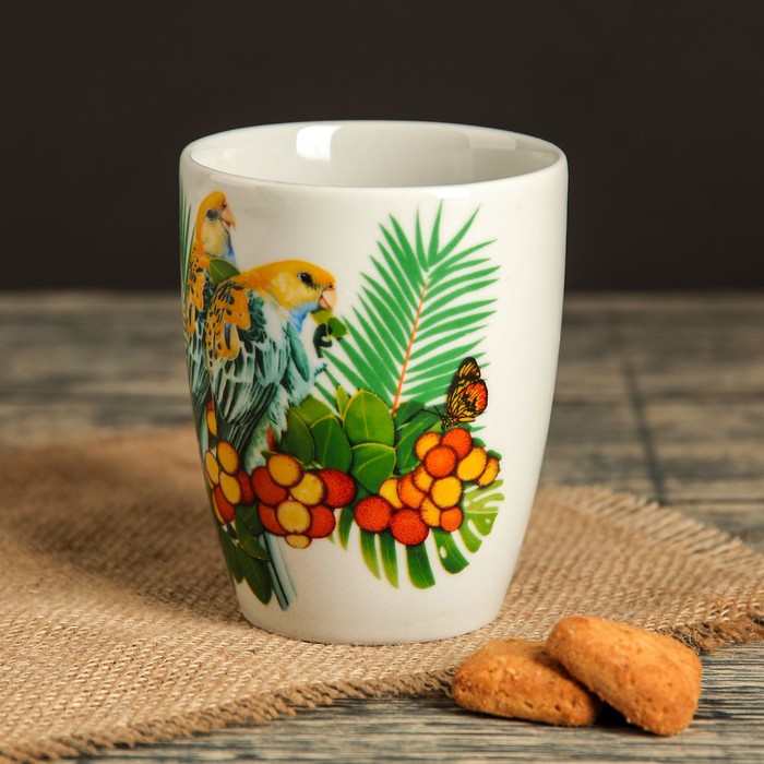 Кружка 400 мл "Прованс", попугаи, деколь, микс